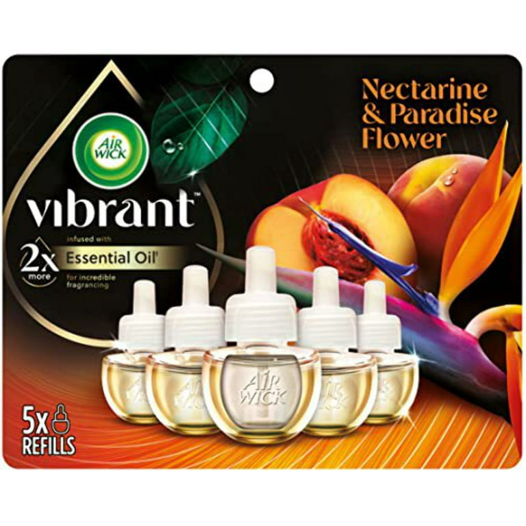 Air Wick Vibrant Plug in Scented Oil Refill, Nectarine & Paradise Flower, Air Freshener - 5 oz