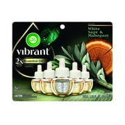 Air Wick Vibrant Plug in Scented Oil Refill, 5ct, White Sage & Mahogany, Air Freshener, Essential Oils
