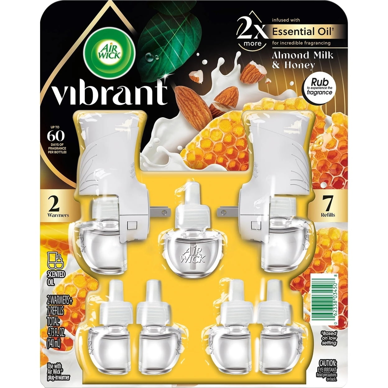 Air Wick Vibrant Scented Oil, Almond Milk & Honey (2 Warmers + 7 Oils