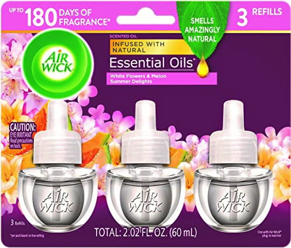 Air Wick plug in Scented Oil 3 Refills, Summer Delights, Essential Oils
