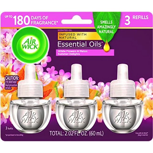 Air Wick plug in Scented Oil 3 Refills, Summer Delights, Essential Oils