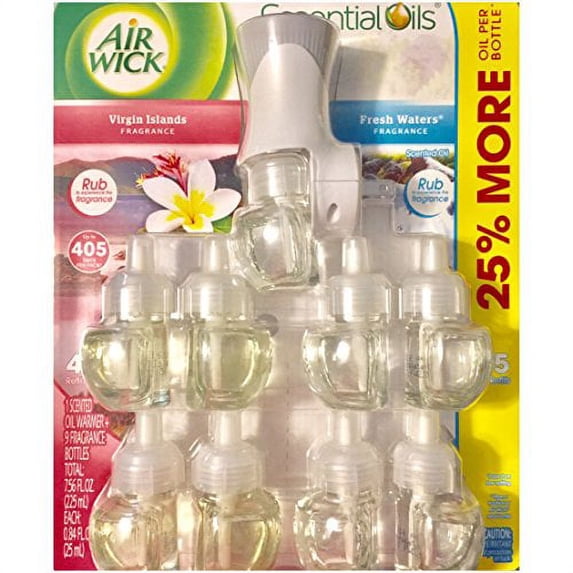 Air Wick scented oil plug in with 9 refills, Virgin Islands and Fresh Waters fragrance