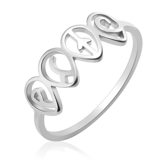 Air Women's Earth Water Fire Planet Element Jewelry Stainless Steel Ring