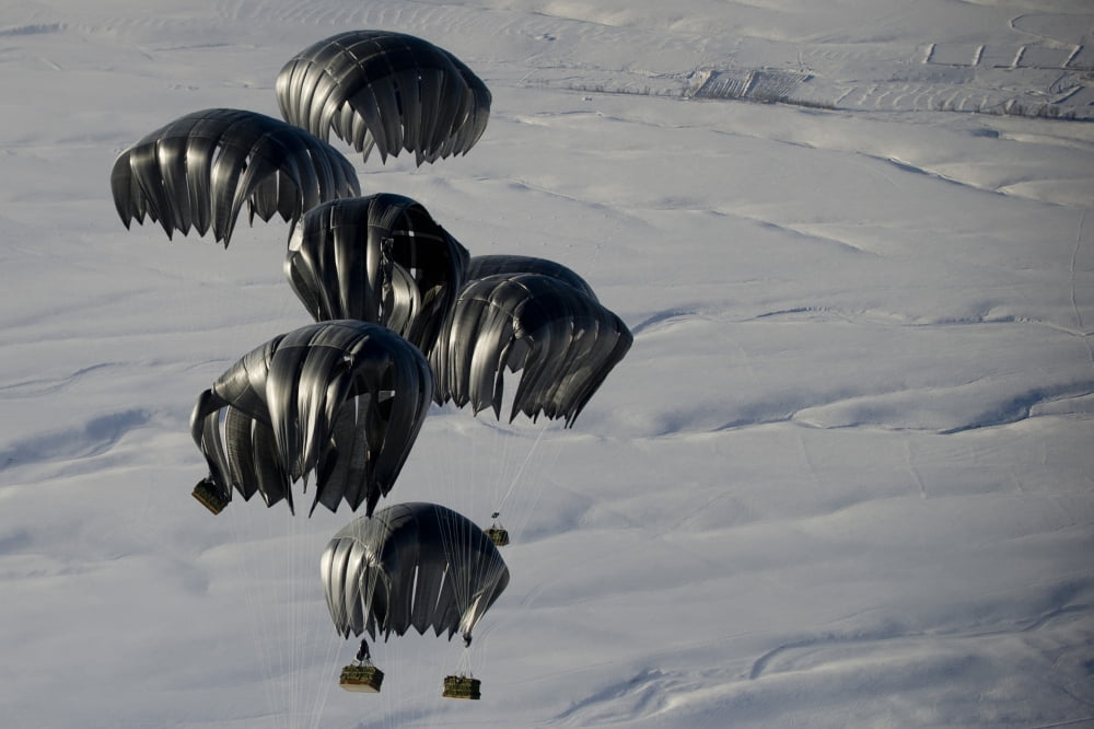 Air delivery cargo is released over Afghanistan Canvas Art - Stocktrek Images (35 x 24)