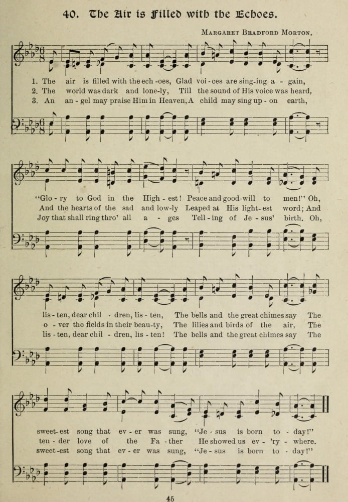 Air is Filled with the Echoes Gems of Christmas Songs 1910 Canvas Art -  (18 x 24)