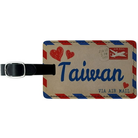 Air mail Postcard Love for Taiwan Leather Luggage ID Tag Suitcase Carry-On