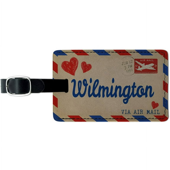 Air mail Postcard Love for Wilmington Leather Luggage ID Tag Suitcase Carry-On