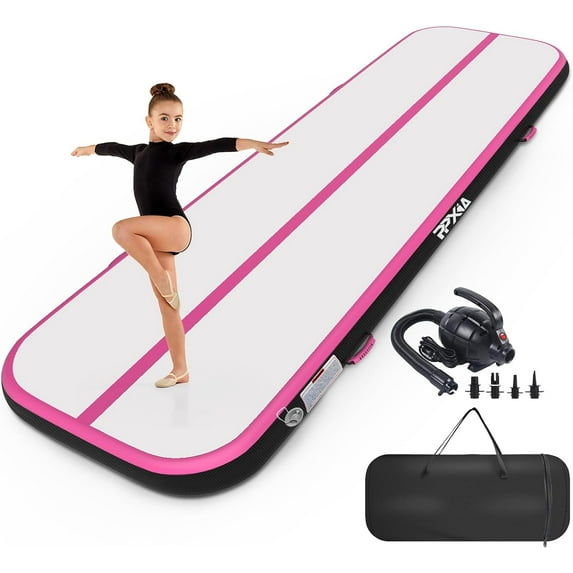 Air mat Tumble Track 10ft 13ft 16ft 20ft Gymnastics Inflatable Tumbling mat 4in 8in Thickness for kids Home Use Gym Yoga Training Cheerleading with Electric Air Pump Carry Bag