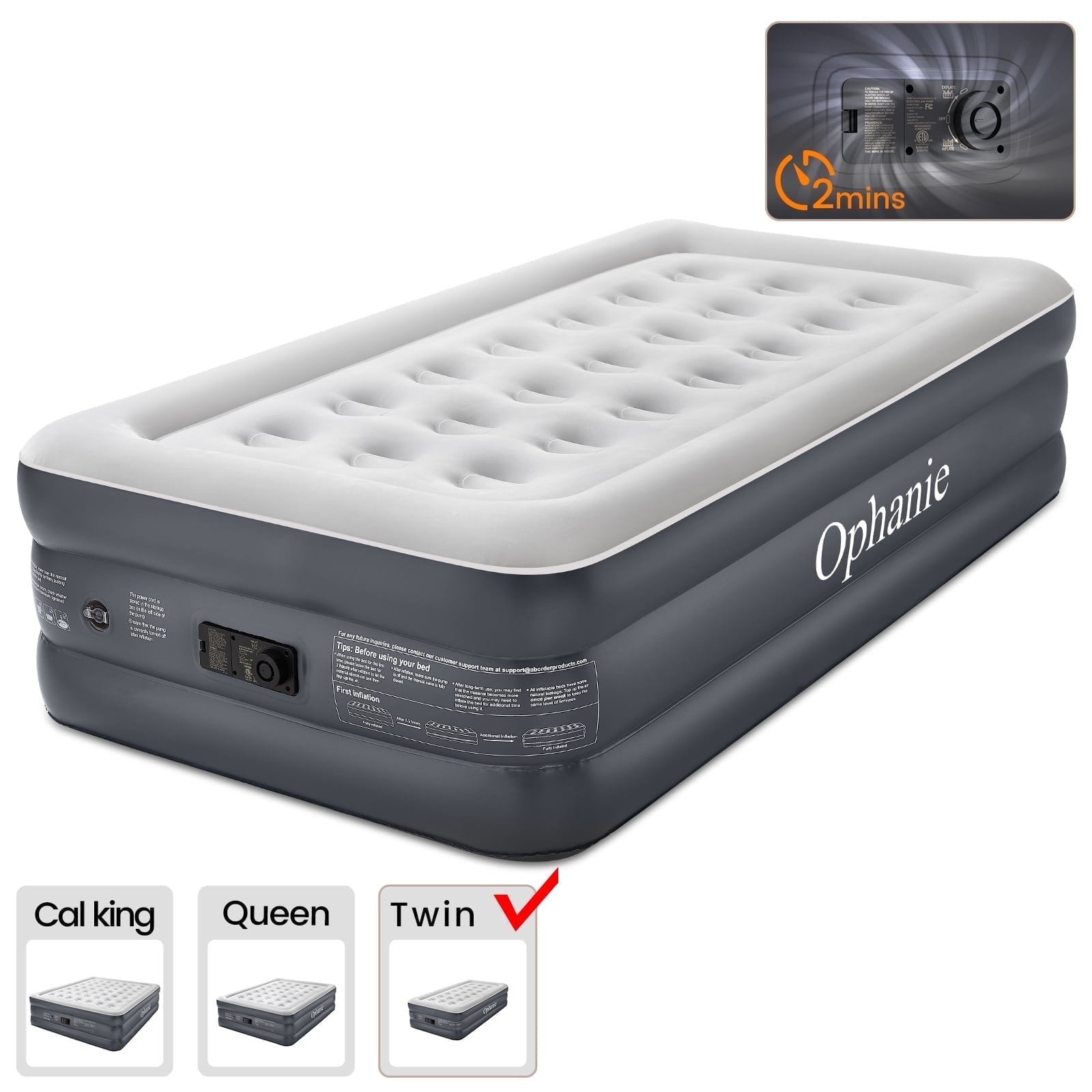 Ophanie Twin Air Mattress 18in Puncture Resistant 
