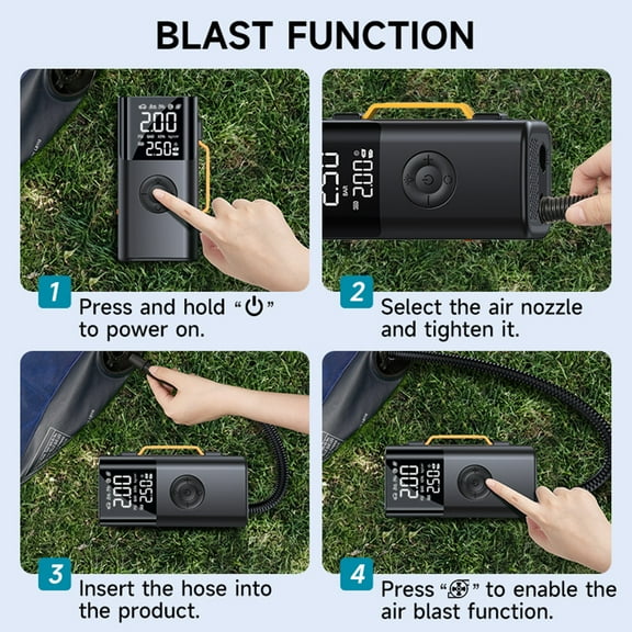 Air pump,14.8v 6000mah Battery Screen Led /sos Display Screen Led 6000mah Battery Car Inflator Preset Tire Jump Tire Inflator Bank Built-in 14.8v Black 6000mAh battery and ordinary clip