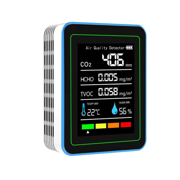 Air quality detector,Portable Co2 Tester Office Tvoc Temperature 5-in-1 Indoor Air Car Air Quality