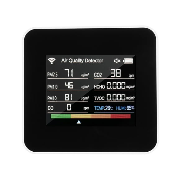 Air quality detector,Tvoc - 2.8 Pm10 2.8inch Tft Pm1.0 Pm10 App With Time 14-in-1 Indoor Tvoc Temperature Tft Color Display Time Data 14 Co Tvoc And Pm2.5 Pm1.0 Display Support App Data 14 In