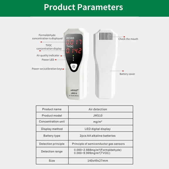 Air quality tester,With Ble Alarm Tvoc With Alarm Led Indicator Indoor Air Quality And Tvoc Portable Indoor Quality And Alarm L-ed Indicator L-ed Indicator Anrio White