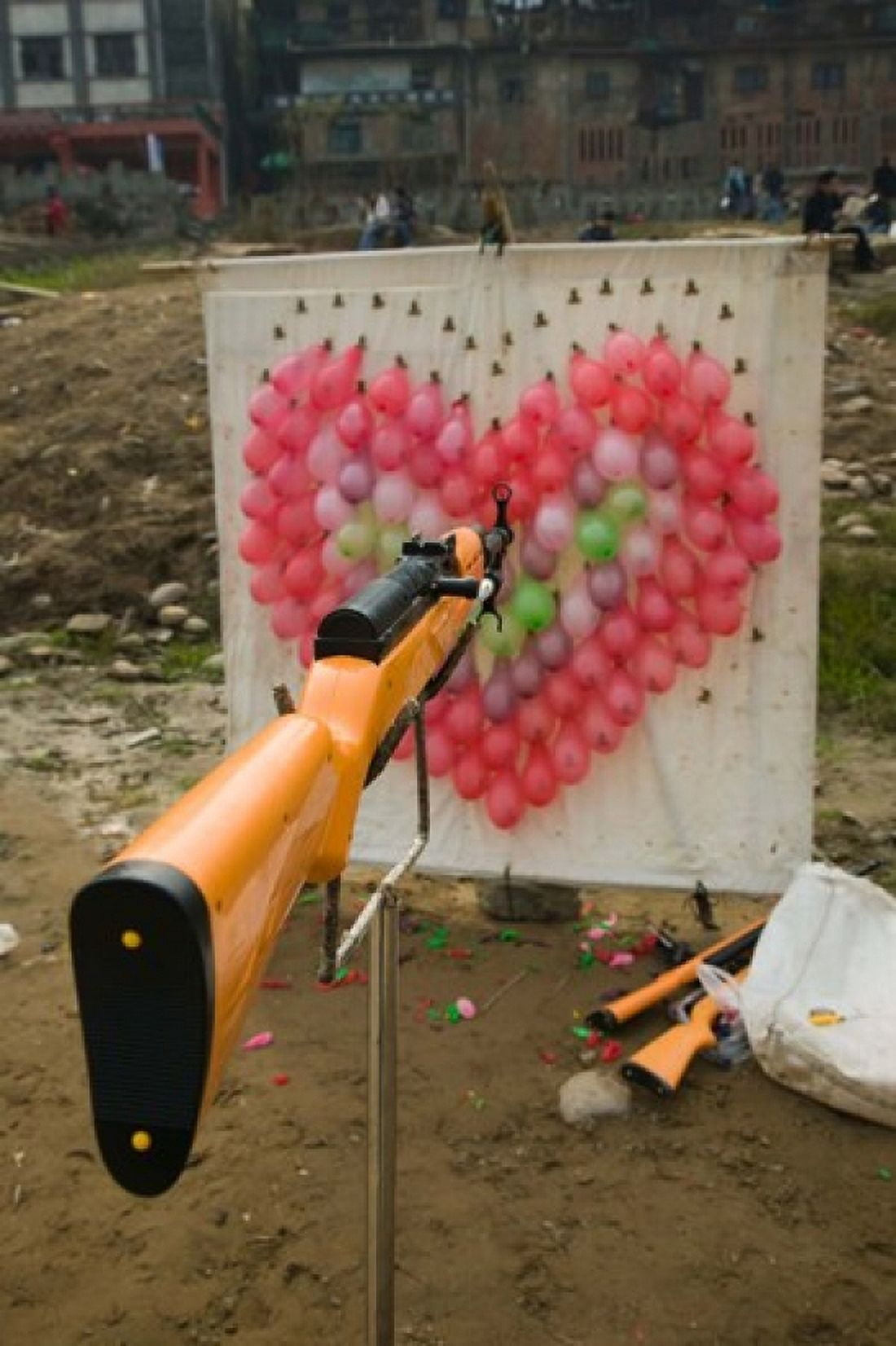 Air rifle and Valentines Day target in carnival Ciqikou Chongqing China Canvas Art - Panoramic Images (24 x 36)