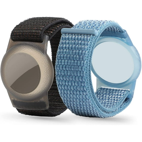Air tag Wristband Kids(2 Pack), Nylon Air tag Bracelet for Kids Compatible with Apple Air tag, Air tags Protective Cover with Strap Holder Lightweight Elastic Watch Band for Kids, Elders