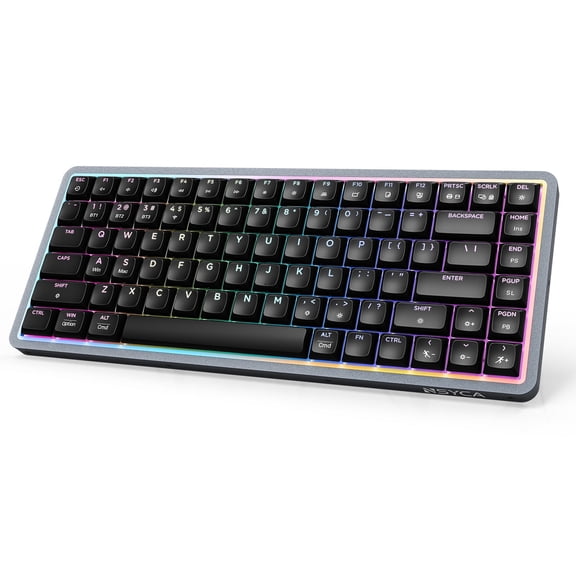 NSYCA Air75 75% Low Profile Wireless Mechanical Gaming Keyboard, Aluminum Frame, Hot Swappable, PBT Keycaps, RGB Backlit, Bluetooth/2.4G/USB-C, Black