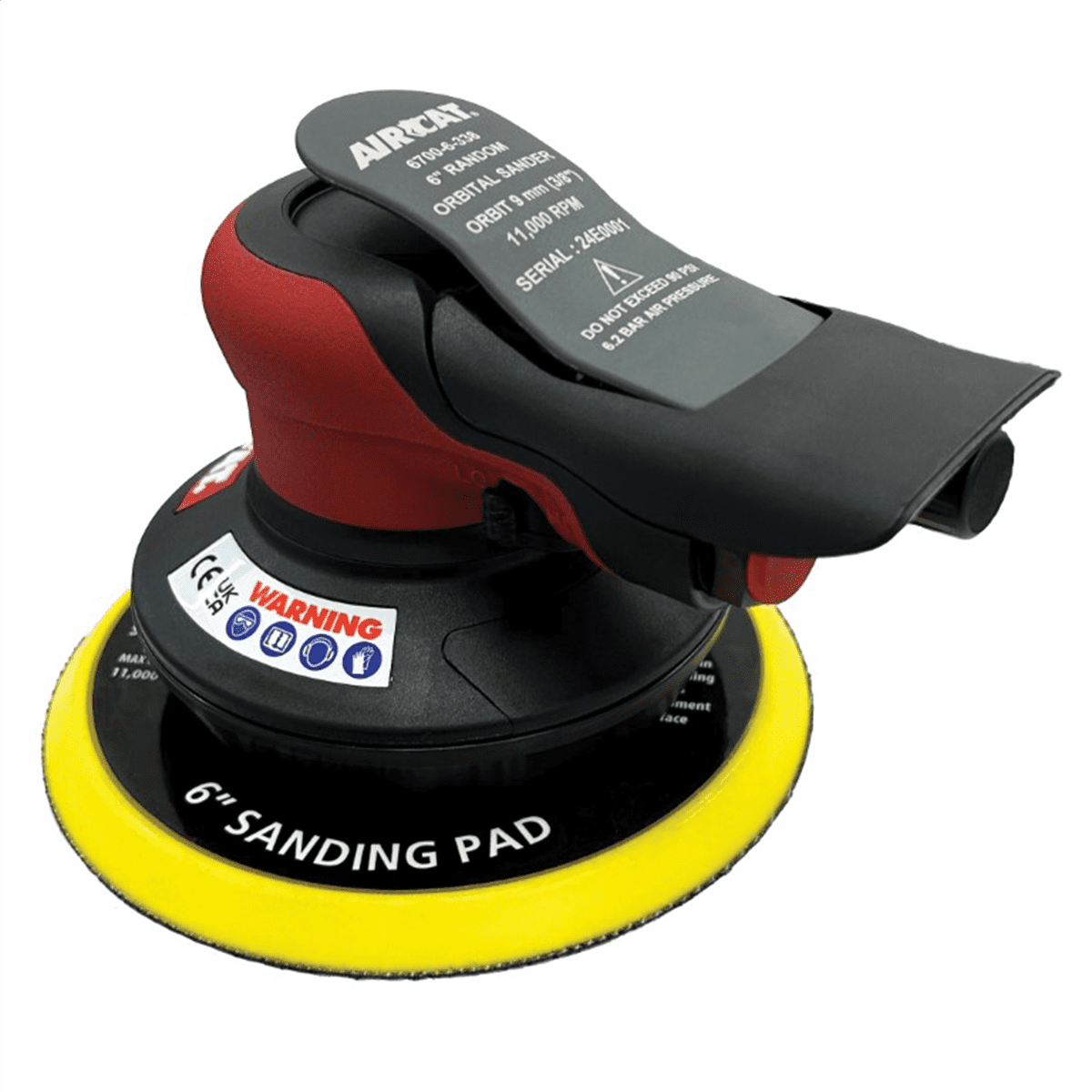 AirCat 6 Inch Composite 3/8 Inch Orbital Nonl Vacuum Palm Sander