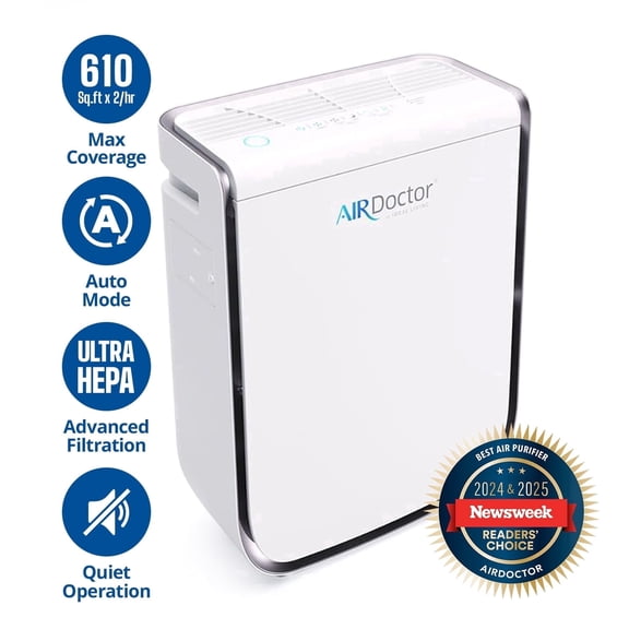 Airdoctor AD2000 Air Purifier for Small Rooms, Covers 305 Square Feet, 13.85x6.6x18.72 in., White, 1-Pack