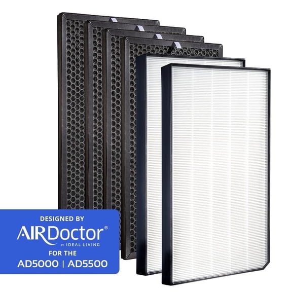 AirDoctor AD5000 and AD5500 Genuine UltraHEPA and Carbon Replacement Filter Combo pack, MERV 16, 6 pieces