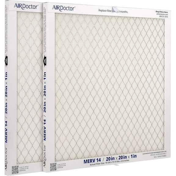 AirDoctor MERV 14 HVAC Pleated Filter, 20x20x1, Captures 96% of Pollutants
