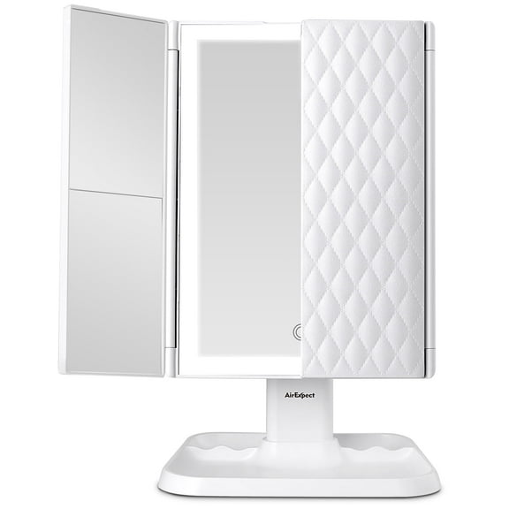 AirExpect 3X Magnification Vanity Mirror with 72 LED Lights - Touch Control, Dual Power (Battery/USB), Adjustable Color Lighting (White/Warm/Cool), Portable Makeup Mirror for Bathroom & Travel