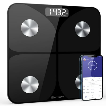 AirExpect Scales for Body Weight, Smart BMI Bathroom Weight Scale Body Composition Monitor Health Analyzer with Smartphone App for Body Weight, Fat, Water, BMI, BMR, Muscle Mass