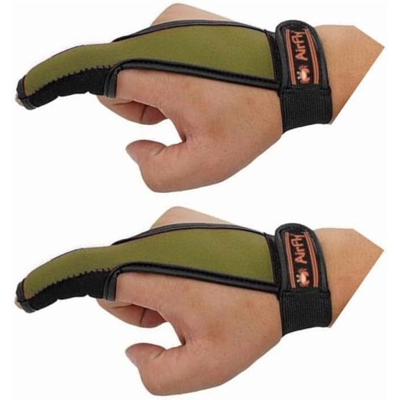 AirFly Anti-Slip Glove for Surf Fishing, Casting Glove with Finger Protection, Unisex Ambidextrous with Adjustable Elastic Band for Outdoor Fishing and Crabbing. Designed in USA (2 Pack)