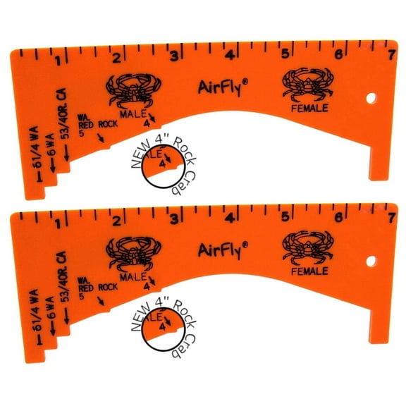 AirFly Crab, Lobster Gauge - Measure for Dungeness, Rock Crab, Blue Crab, Lobster (Concave-Black 2pcs)