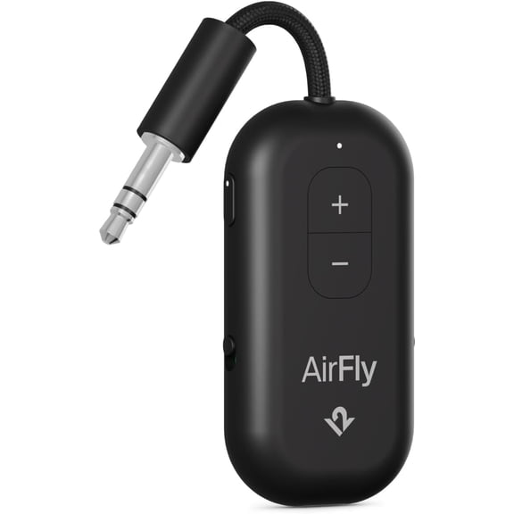 AirFly Pro 2  Bluetooth Adapter for Airplane, Pair AirPods or Wireless Headphones 3.5mm AUX Transmitter and Receiver Cars, Boats, Treadmills, TVs Airplane Travel Essentials,