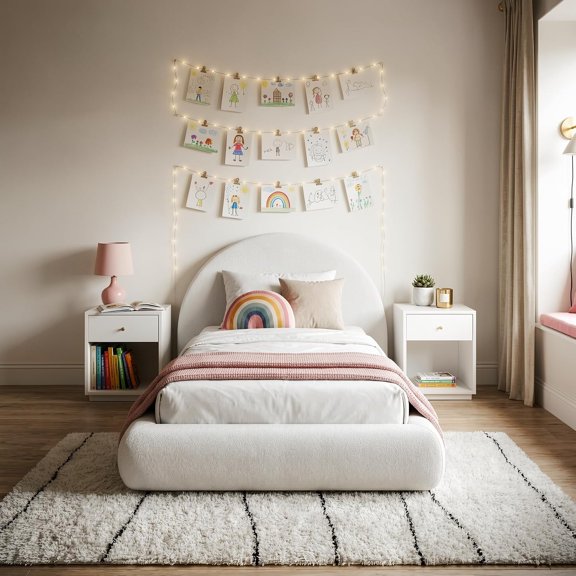 AirFrame Half-Moon Upholstered Twin Platform Bed Frame, Velvet Curved Arched Base with Headboard, 5 Inch Fully Round Cushioned Foam, No Box Spring Needed, Easy Assembly