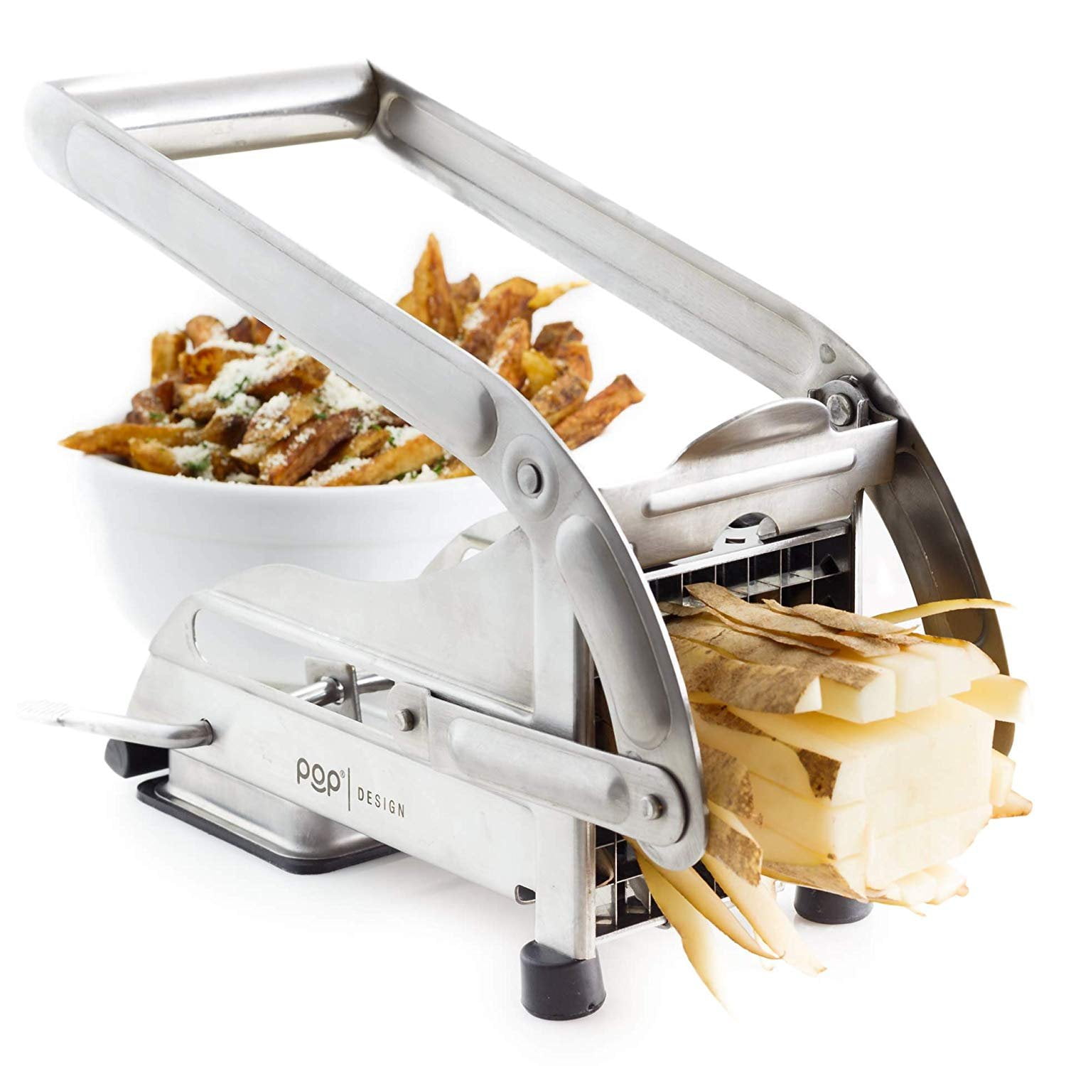  POP AirFry Mate, Commercial Grade Stainless Steel French Fry  Cutter, Vegetable and Potato Slicer, 2 Blade Sizes, Non-Slip Suction Base,  Perfect for Air Fryer (Not for Sweet Potatoes) : Home 