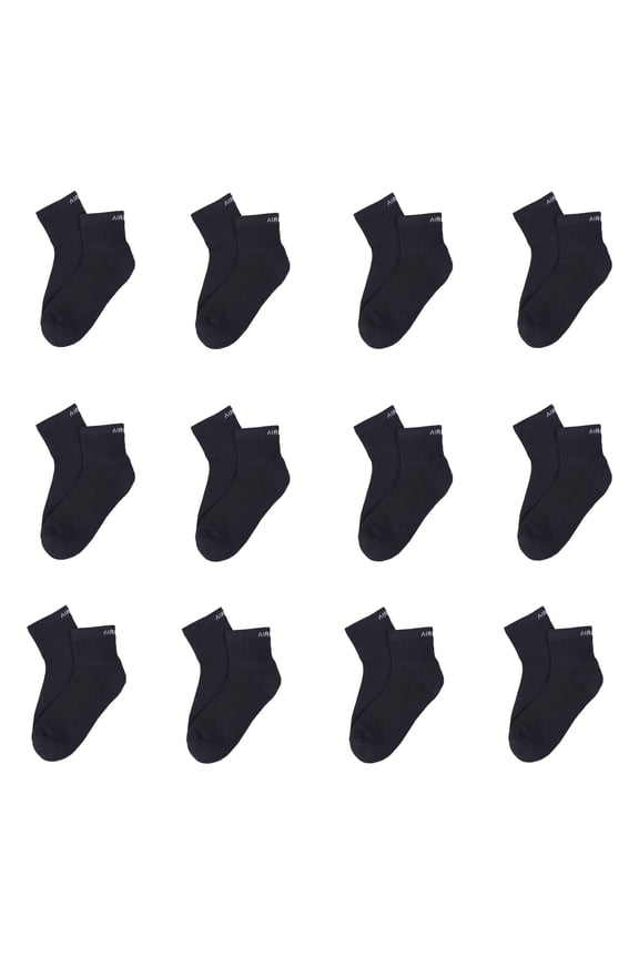 AirGarb Cushioned High Ankle Socks for Men and Women Made with Cotton & Spandex Free Size - HA12-BL (Pack of 12)