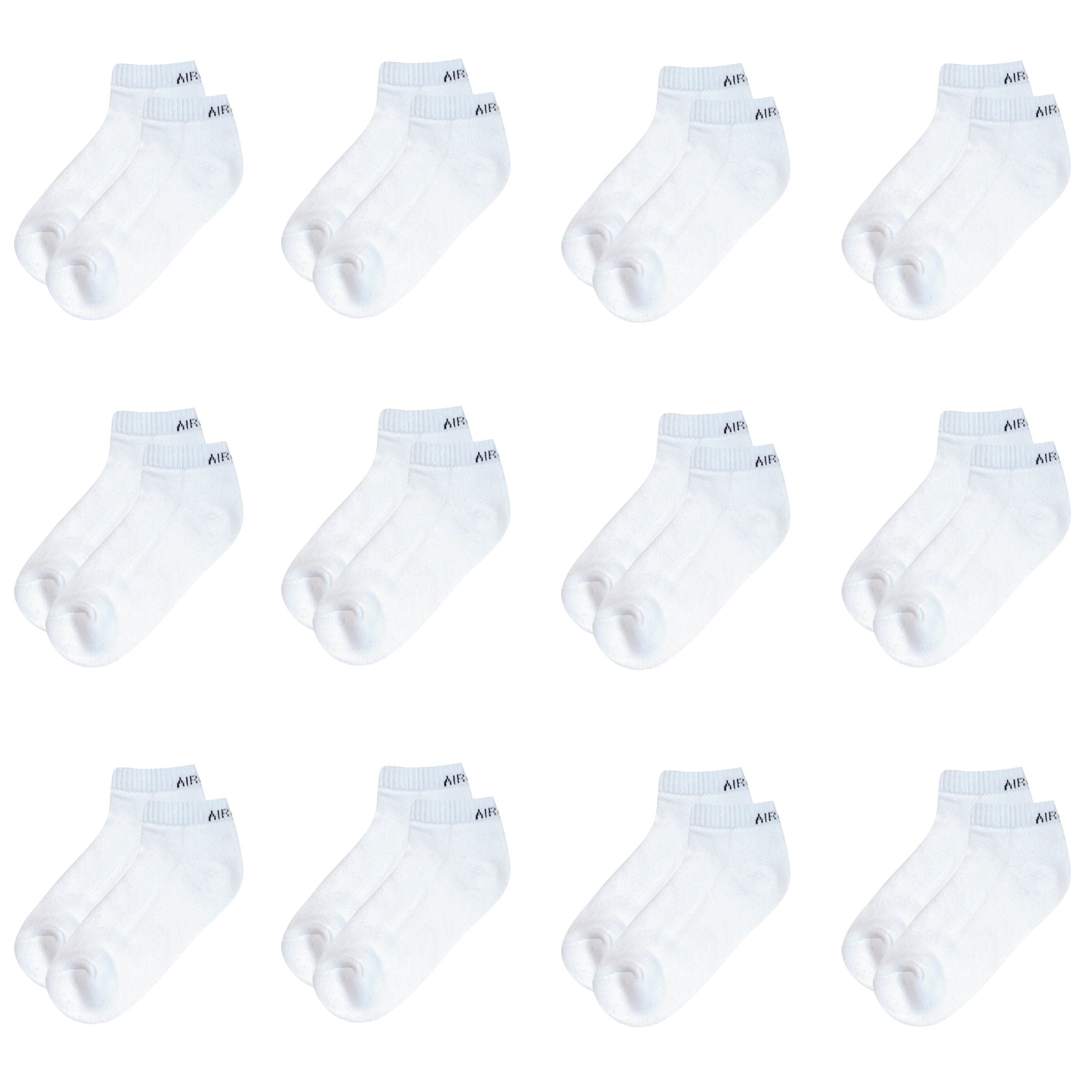 AirGarb Cushioned Low Ankle Socks for Men and Women Made with Cotton & Spandex Free Size - LAP12-W (Pack of 12)