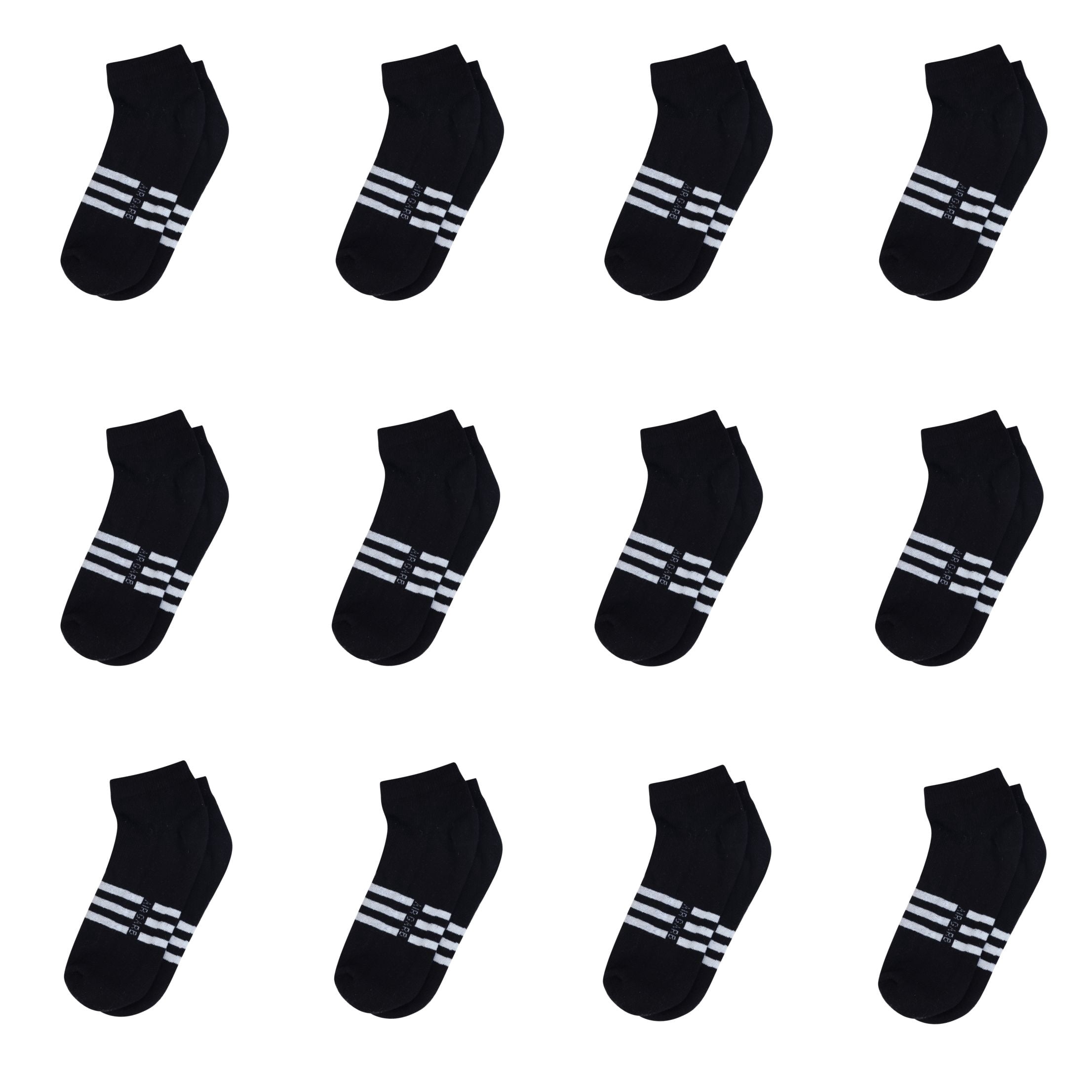 AirGarb Stylish Striped Low Ankle Cotton Socks for Men and Women: Comfortable Cushioning & Breathable Design Free Size - ST12-BL (Pack of 12)