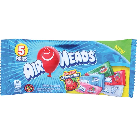 AirHeads Candy Variety Bag, Individually Wrapped Assorted Fruit Mini Bars, Party, 3.3 Ounce Bulk Pack of 18 — Residential Use, Standard Application