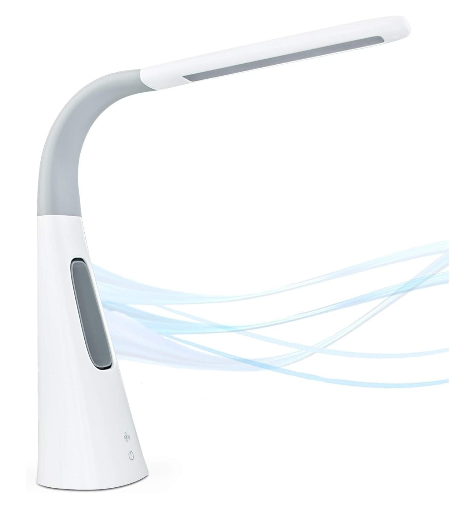 AirLight Ultrabright LED Desk Lamp with Bladeless Three Speeds Fan Panel,White