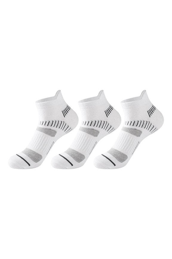 3 PC Men's Socks Airy Elastic Deodorizing Shock Absorbing Shallow Mouth Sports Short Cut Socks White,One Size