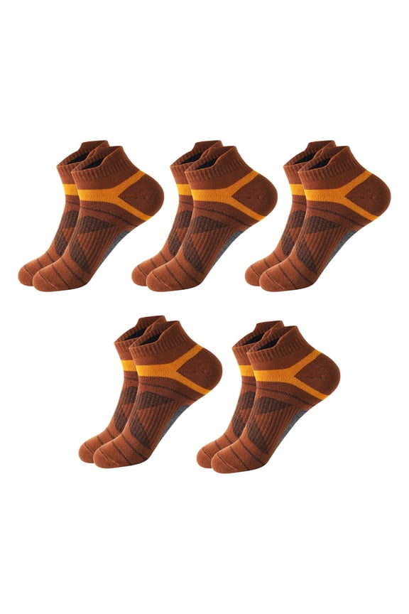 5 Pack Men Solid Color Low Ankle Basketball Socks Air Permeable Stretch Odor Eliminating Short Cut Athletic Socks For Marathon Jogging Cycling Daily Outfits Coffee,One Size