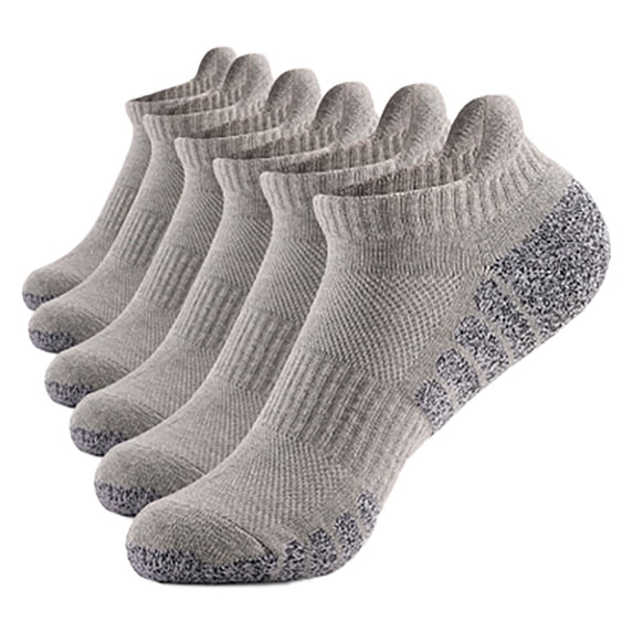 AirLoni 6 Pairs Unisex Sports Socks Short Cut Cotton Breathable Sweat Wicking Elastic Low Cut Ankle Socks For Walking Outdoor Daily Wear Grey,M