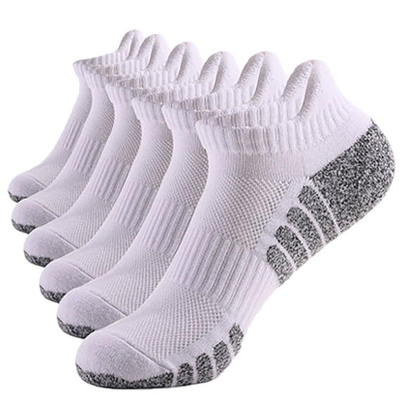 AirLoni 6 Pairs Unisex Sports Socks Short Cut Cotton Breathable Sweat Wicking Elastic Low Cut Ankle Socks For Walking Outdoor Daily Wear White,M