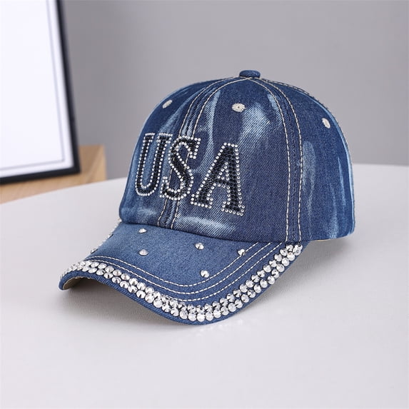 AirLoni Baseball Cap For Men Women Washed Denim Embroideried Sequins Decor Adjustable Breathable Airy UV Protection Sports Hat Trucker Hats Dad Hats For Outdoor Sports Blue,One Size