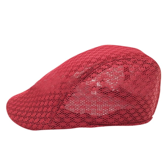 AirLoni Beret Hats For Men And Women Linen Autumn Comfortable Breathable Mesh Foldable Lightweight Solid Color Newsboy Painter Vintage Cap Sun Hats Red,One Size