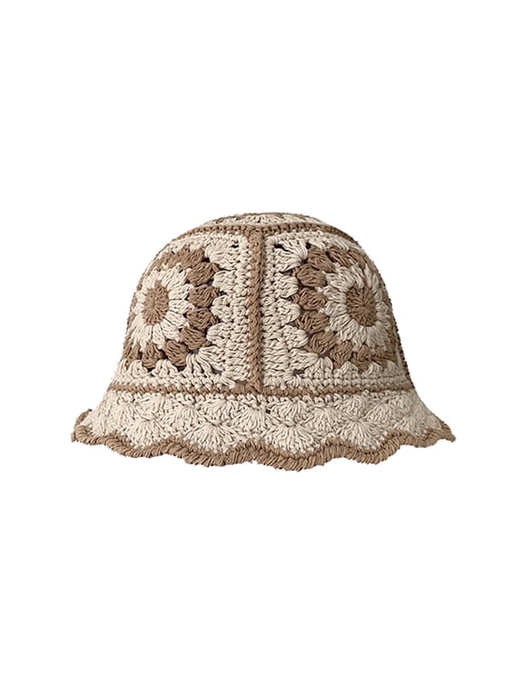Bucket Hat For Women Knitted Handmade Crochet Lightweight Foldable Floppy Floral Printed Summer Beach Hat Sun Hats Fashion Cute Striped Fishing Hat BG2,M