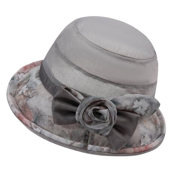 AirLoni Church Hats For Women Solid Printed Elegant UV Sun Protection Casual Hat For Beach Wedding Festival Barbecue Church Bridal Events Fascinators Hats Grey,One Size
