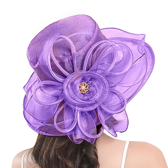 AirLoni Fascinators Hats For Women Foldable Crushable Flexible Sun Block Sunshade Beach Hat Multiple Colors Stylish Dress Hat Church Hats For Women Bridal Hat Purple,One Size