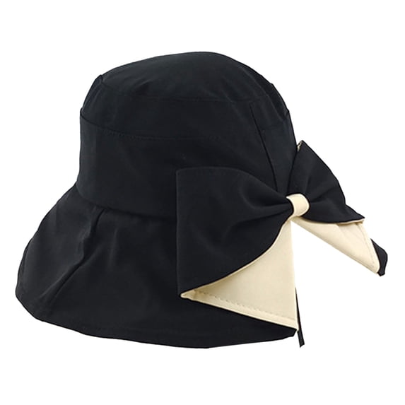 AirLoni Fisherman Hat Women Cotton Back Split Bow Design Adjustable Inner Band Foldable Packable Trendy Versatile Casual Outdoor Travel Bucket Hats Beach Hats Black,M