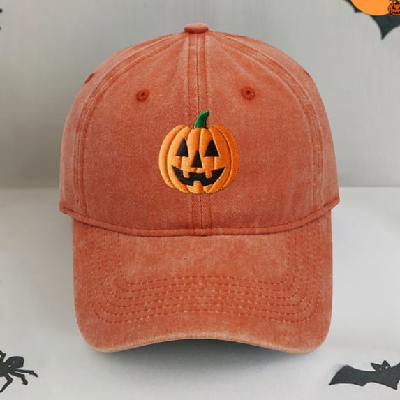 AirLoni Halloween Baseball Hat For Men Women Embroidered Funny Pumpkin Ghost Wash Vintage Sun Hat Halloween Party Playful Trucker Hat for Daily Wear Halloween Festival