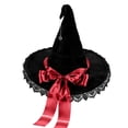 thumbnail image 1 of AirLoni Halloween Witch Hat Wide Brim Hat With Layered Tulle Pearl Beads Ribbon Bow Decor Regular Fit Halloween Costume Accessory For Role Play Photoshooting, 1 of 8