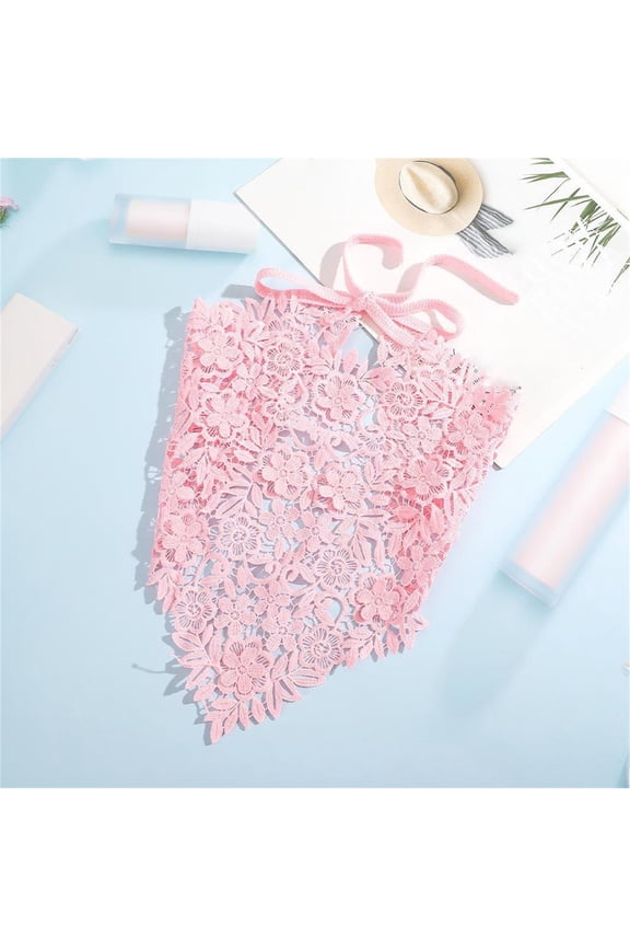 Lace Headband For Women Crochet Knit Boho Flower Hair Bands Knitted Stretchy Vintage Lace Scallop Edge Make Up Head Wrap For Women Pink,One Size