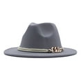 thumbnail image 1 of AirLoni Panama Hat For Women Wide Brim Belt Buckle Wool Foldable Lightweight Classic Fedora Hat For Daily Use Grey,One Size, 1 of 2